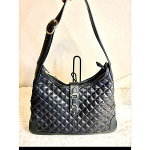 Talbots Quilted Black Leather Hobo Purse Medium Size